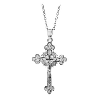Joyería Collar Dije Cruz Católica -cristales, Cristo Joyería Collar Dije Cruz Católica -cristales, Cristo