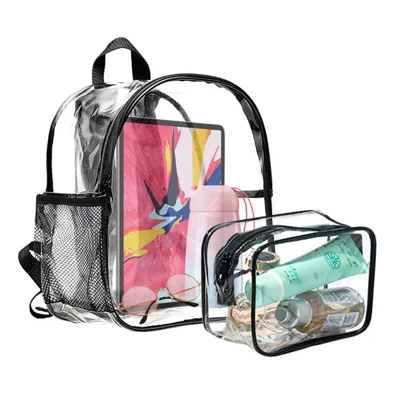 Mochila Transparente Dama Bolsa Impermeable Pvc Mochila Antirrobo Mujer Mochila Negra Pequeña Moda Para Escolar Viajes Conciertos Eventos Deportivos