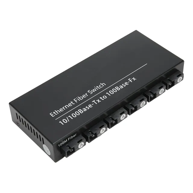 Convertidor Medios De Fibra Óptica Switch 6 Puertos 100m