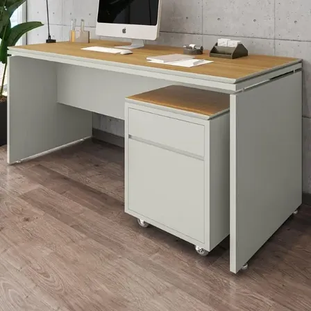 Conjunto De Escritório 2 Peças Mesa Gaveteiro 2 Gavetas Oslo