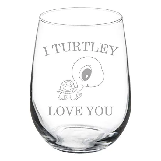 Copa Vino Goblet I Turtley Love You Tortuga 17 Oz Tallo