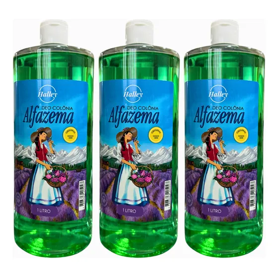3x Perfume Alfazema Deo Colonia Halley 1 Litro