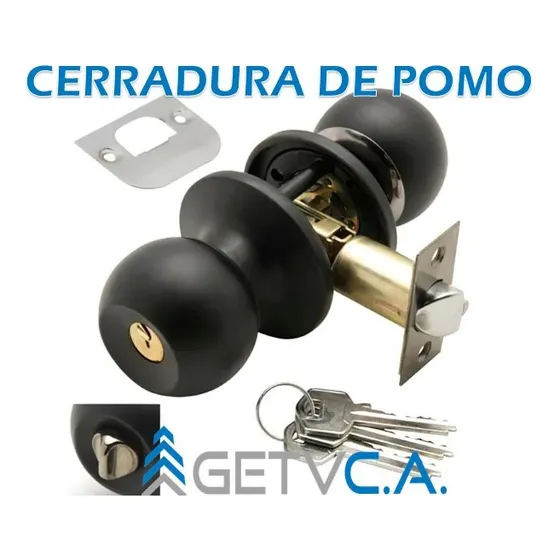 Cerradura De Pomo Negro Para Habitacion U Oficina C/llaves