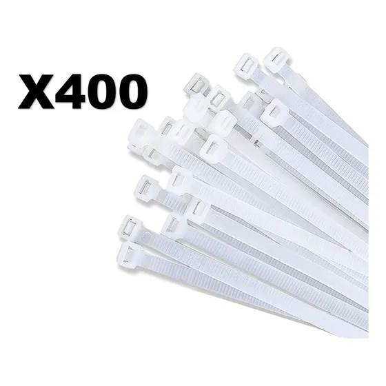 Tirrap Tirraje Amarre Plástico Cable 3x100 Blanco 400 Und.