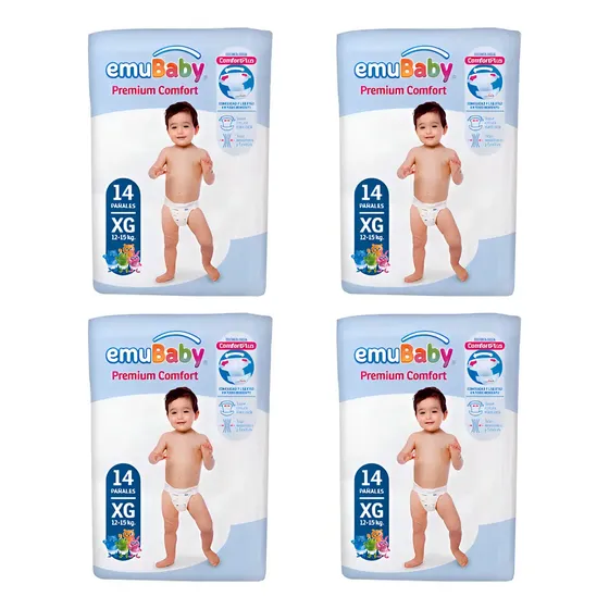 Pañal Emubaby Premium Comfort X4 Paquetes Elige La Talla Género Sin género Tamaño Extra grande (XG) | Cuotas sin interés
