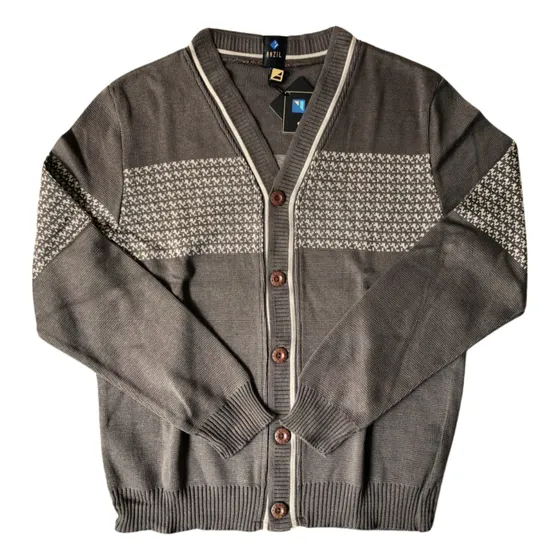 Suéter Cárdigan Abierto Con Botones Para Hombre Jacquard