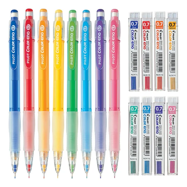 Portaminas Pilot Color Eno 0.7mm + Minas / Set De 8 Colores