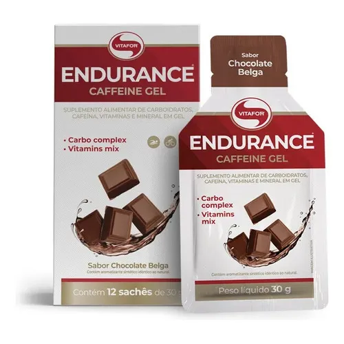 Endurance Caffeine Gel Vitafor Caixa 12 sachês Sabor Chocolate Belga