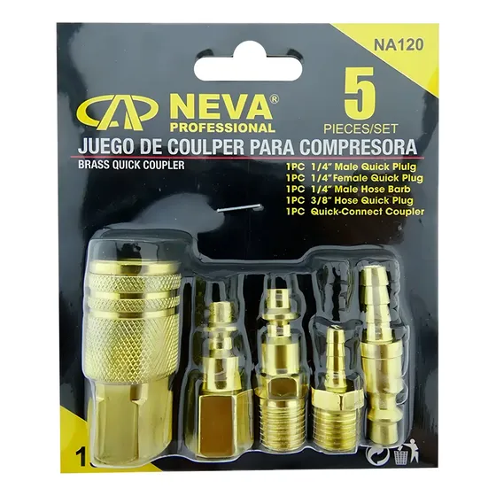 Kit Accesorios Rápidos Compresor Neva NA120 Aluminio 5pcs Manguera