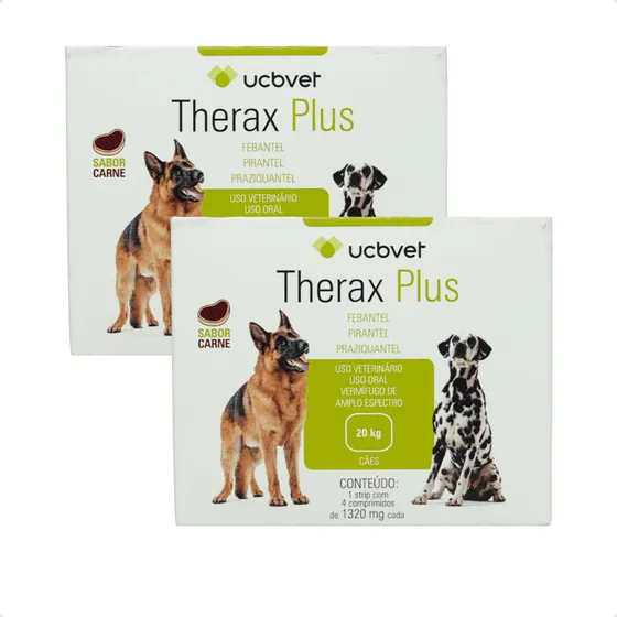 Kit 2 Therax Plus 1320mg Vermífugo C/ 4 Comprimidos