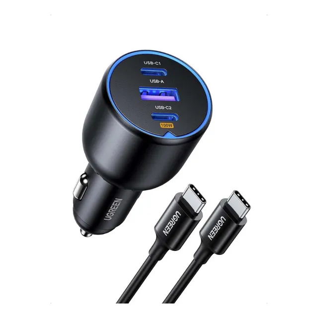Ugreen Cargador De Auto 130w Para Iphone, Macbook Pro, Ipad, Negro