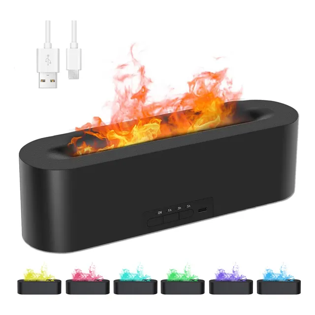 Humidificador Difusor De Aceite Esencial Con Diseño De Llama Electrico Aromaterapia ICHIDO color Negro