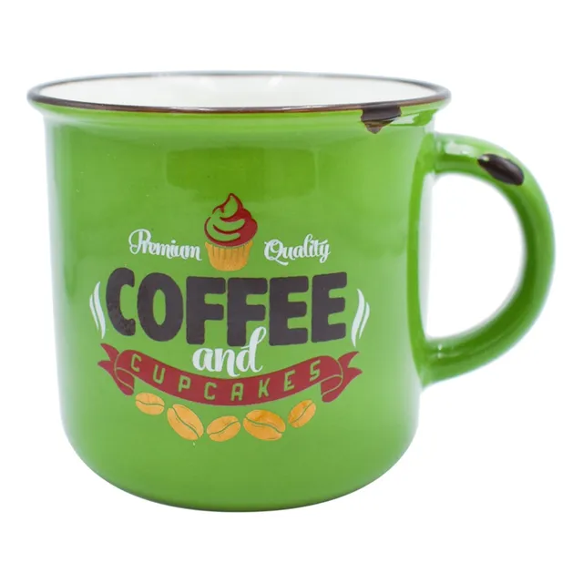 Taza Para Cafe Tipo Peltre De Porcelana Estilo Vintage 365ml