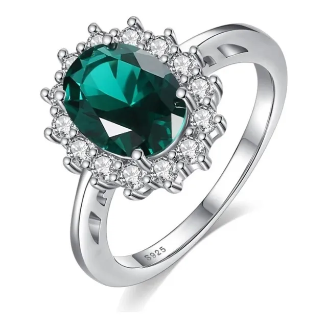 Anillo De Compromiso  Plata 925  Zafiro Sintetico Ruso