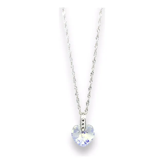 Collar Dije Cristal Swarovski Corazón 10mm  Con Plata 925