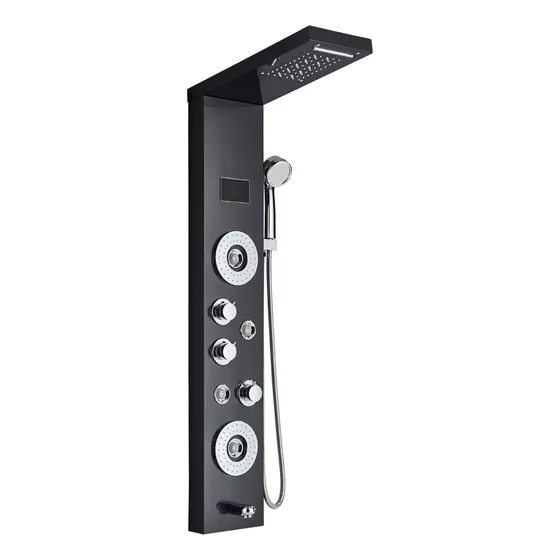 Panel De Ducha Pantalla Led Cuatro Formas De Dispensar Agua Negro 8006