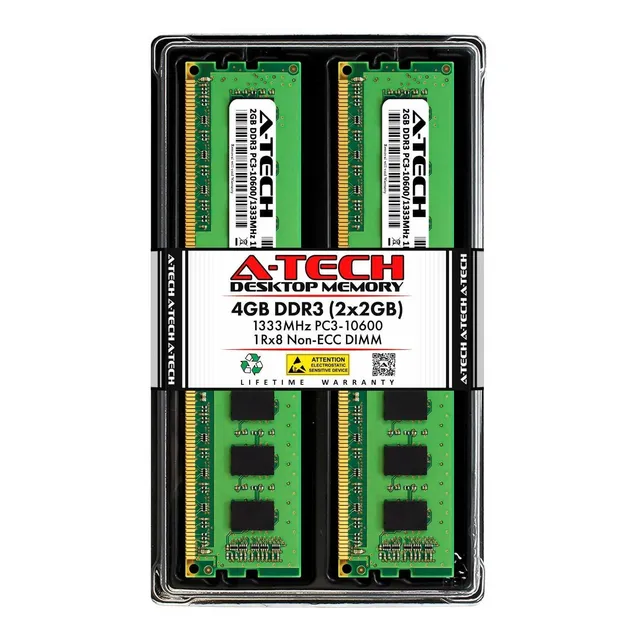 Memoria Ram 4gb (2x2gb) Ddr3 1333mhz Pc3-10600 A-tech