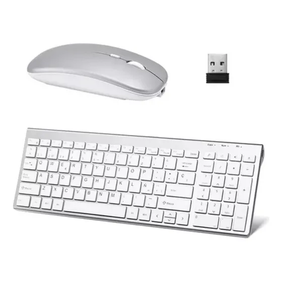 Kit De Teclado Y Mouse Inalámbrico Recargable Bt5.2 Usb 4en1
