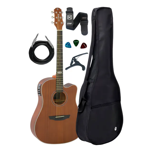 Violão Strinberg Sd200 Mgs Folk Elétrico Kit Capa Sd200c Mgs Material Do Diapasão Louro Indiano Orientação Da Mão Destro