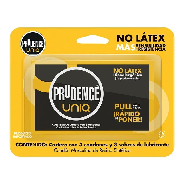3 Condones Prudence Uniq De Resina Sin Látex + 3 Lubricantes