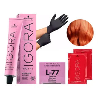 Tintura Permanente Igora Royal Fashion Lights Schwarzkopf Tono L-77 Cobrizo Intenso