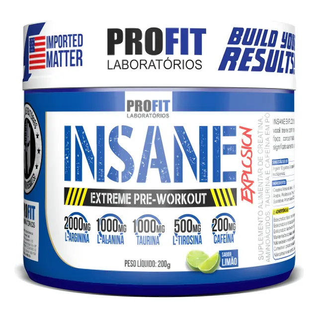 Suplemento de monohidrato de creatina Insane Explosion de ProFit Laboratories Suplemento en polvo con sabor a limón Insane Explosion en un frasco de 200 g
