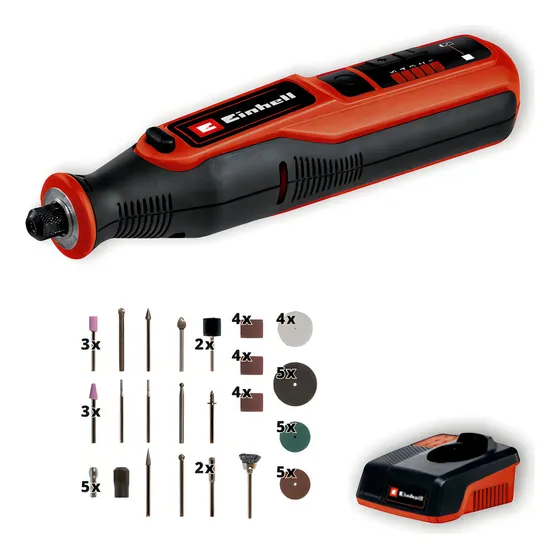 Minitorno inalambrico Einhell TE-MT 7.2 Li con batería y 57 Accesorios