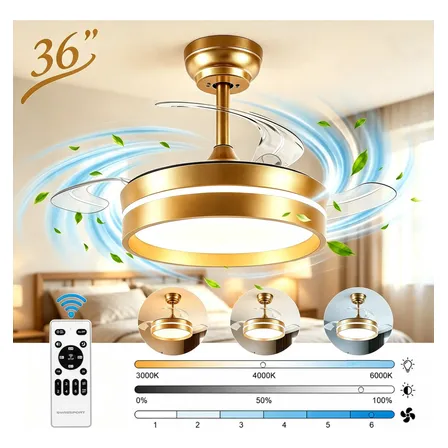 Ventilador Teto Retratil 92cm Led 127/220v Bivolt Silencioso 92 Cm 50/60 Hz Dourado-escuro 127/220v Transparente Policarbonato 3