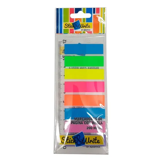 Banderitas Notas Adhesivas 200 Hojas Plásticas Traslucidas Color Rectas