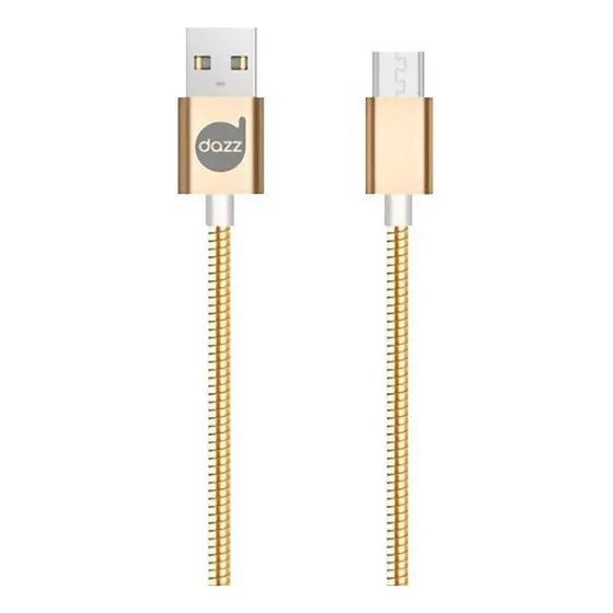 Cabo Para Android Micro Usb X Usb De Metal Dourado Dazz