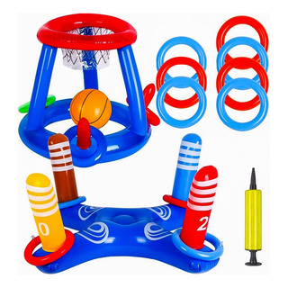 Juego Inflable Lanzamiento Aros Dinámico Alberca Piscina Kit Juego Inflable Lanzamiento Aros Dinámico Alberca Piscina Kit