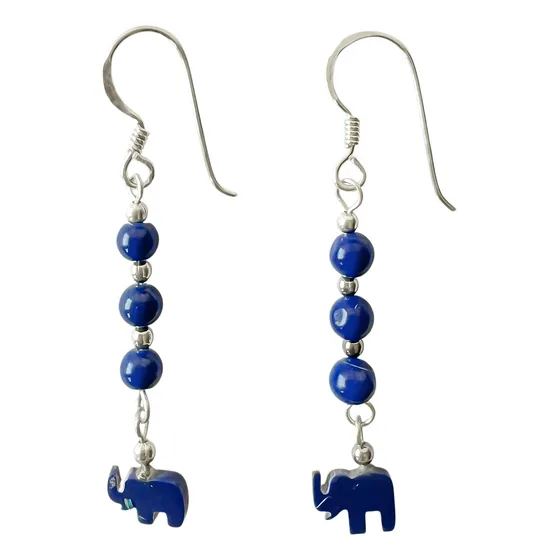 Aros Lapislázuli Elefante Mini Plata Fina 925