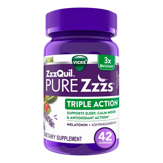 Vicks Triple Acción Melatonina 6 Mg Con 42 Gomitas Mora Y Vainilla