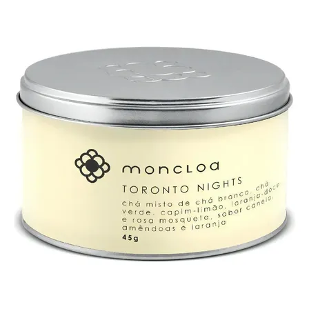 Moncloa | Chá Branco Toronto Nights Lata 45g Com Laranja, Amêndoa E Canela | Mix Com Chá Verde | Antioxidantes Naturais | Ação Anti-inflamatória | Infusão Aromática Para Bem-estar