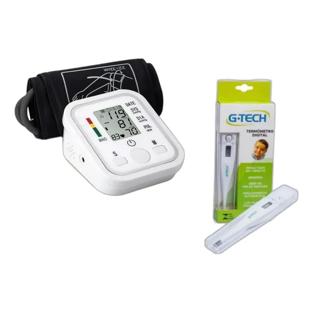 Aparelho De Pressao Digital Arterial Arm + Termometro G Tech