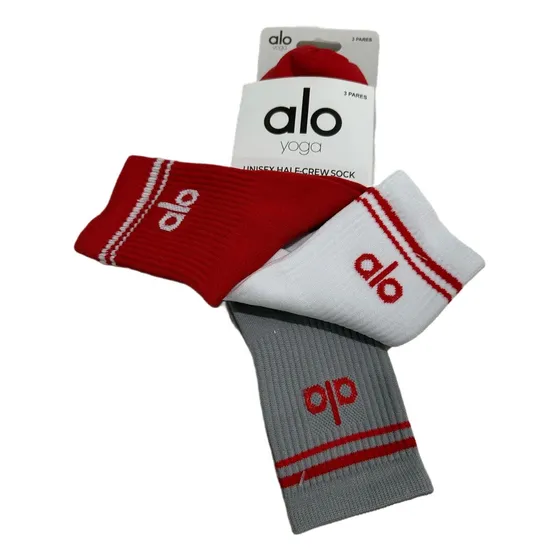 Calcetas Deportivas Alo Yoga Unisex Agua Alo Rojo Rayas Blancas Unitalla