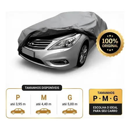 Capa Para Carro Forrada Impermeável 100% Proteção Anti Raios Uv, Sol, Poeira, Riscos, Chuva Diversos Tamanhos P M e G Sumo