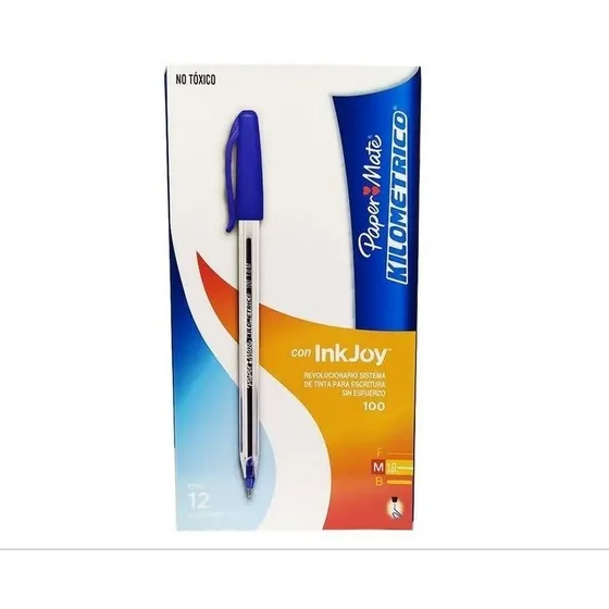 Boligrafo Papermate Kilometrico 100st x 12 Unidades Tinta Azul 1.0 Mm