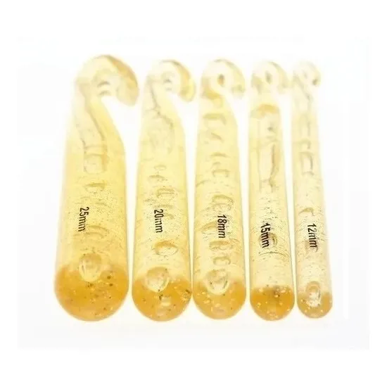 Kit C/ 5 Agulhas Grandes De Crochê Fio De Malha Tapeçaria