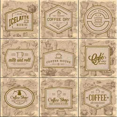 Azulejos Decorativos Retrô Coffee Kit 9 Peças 15x15.