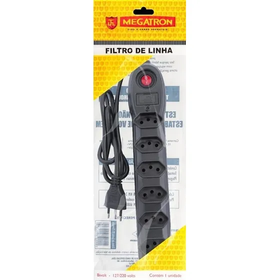 Filtro Linha Extensão Regua 6 Tomadas Megatron 10a Inmetro