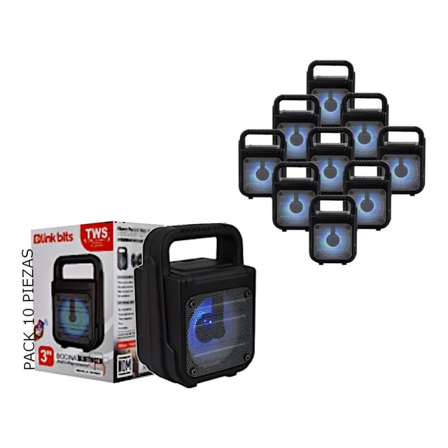 Bocina Compatible Bluetooth 3 Pulgadas Luces Led 10 Piezas