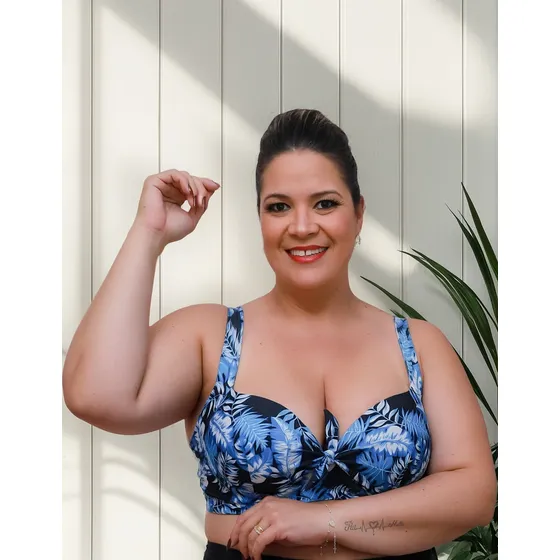 Top Biquíni Meia Taça Alta Sustentação Plus Size Com Bojo