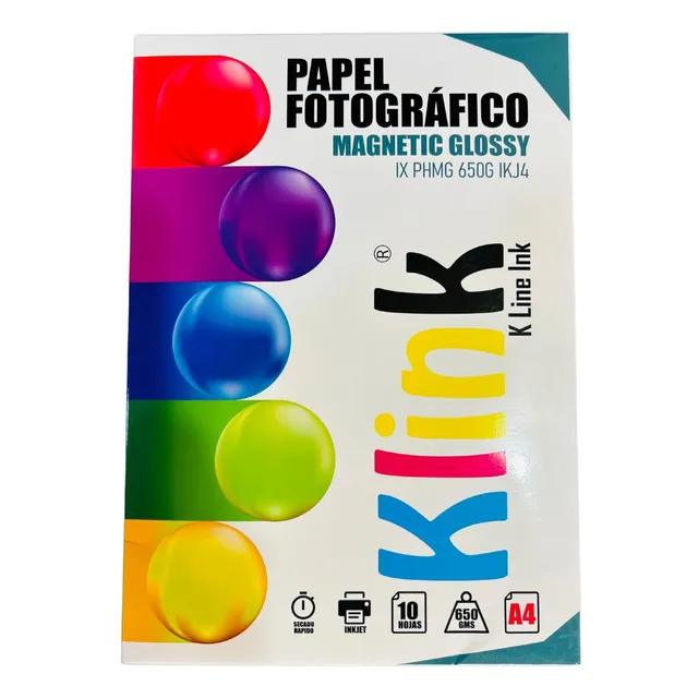 Papel Fotográfico Magnético Glossy Tamaño A4 10 Hojas Blanco