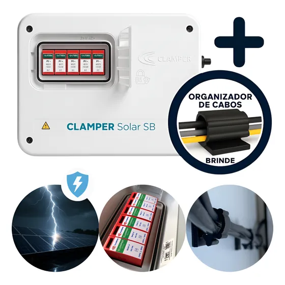 String Box Solar Clamper 2e/2s 32a Protetor Contra Surto Dps