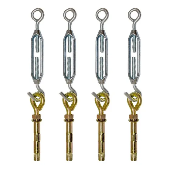 4 Tensor Y Armella 1/4 Kit Instalacion Malla Sombra Cables