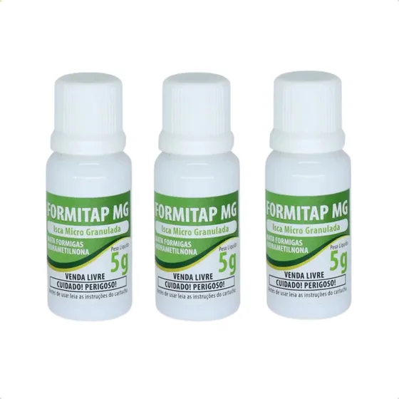 Kit 3 Formitap Mg Isca Micro Granulada Para Formigas 5g