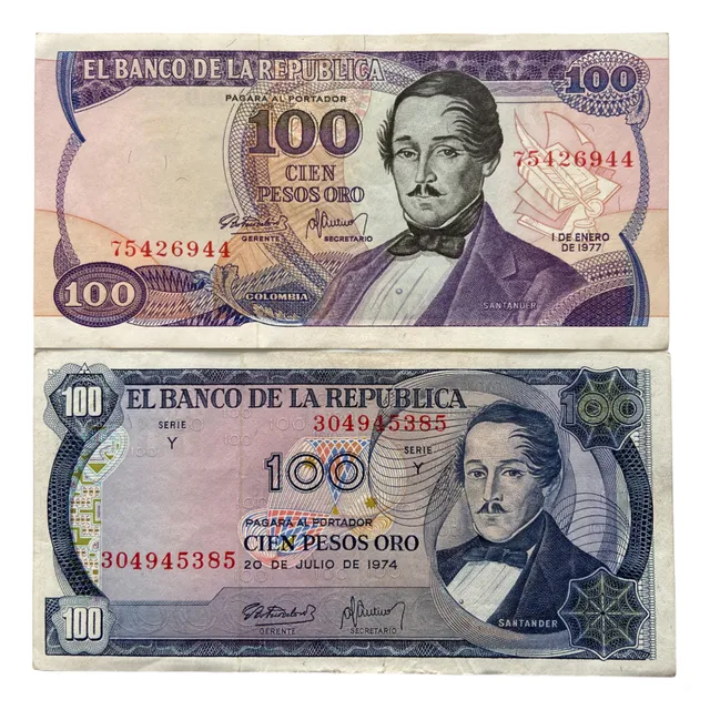 Billete De 100 Pesos Oro 1974 Y 1977