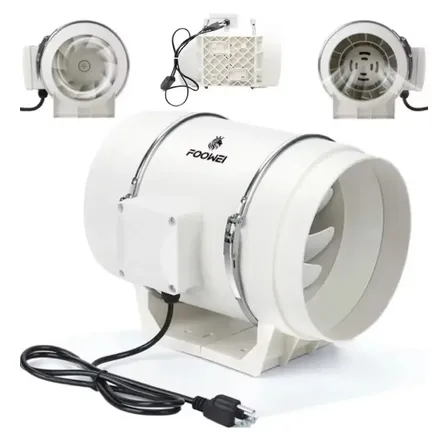 Exaustor Axial In-line Turbo Silencioso Exl250 250mm 225w Residencial 2600r/min Foowei melhor exaustor banheiro Branco