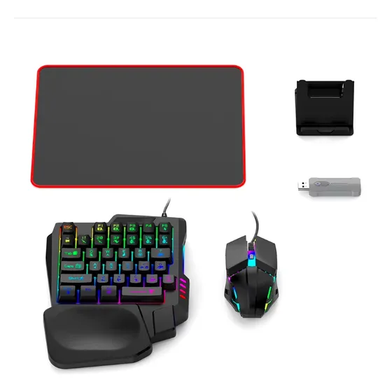 Kit Combo Mini Teclado Y Mouse Gamer Adaptador Para Celular